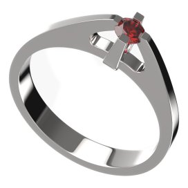 BG zlatý prstýnek 771 Bílé zlato - 585 Červený kubický zirkon