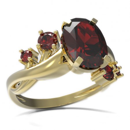 BG prsten s oválným kamenem 493-P - Kov: Stříbro 925 - rhodium, Kámen: Granát