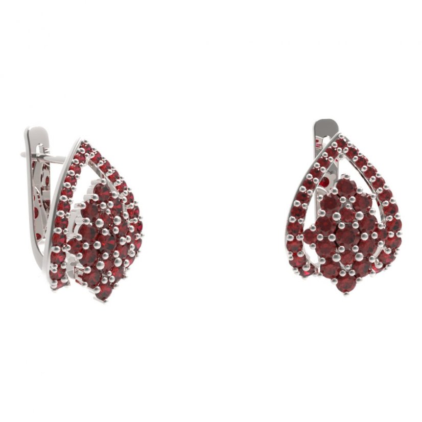BG náušnice ve tvaru hvězdy 536-90 Stříbro 925 - rhodium Granát
