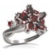 BG prsten ve tvaru hvězdy 521-P - Kov: Stříbro 925 - rhodium, Kámen: Granát