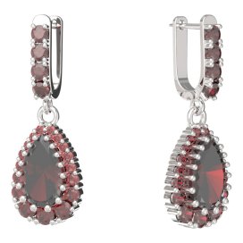 BG kapkovitého tvaru náušnice 633-96 Stříbro 925 - rhodium Granát