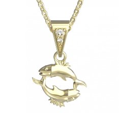 BG zlatý přívěšek Ryby 040 Žluté zlato - 585 Diamant