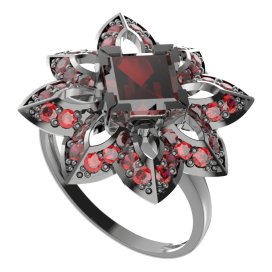 BG prsten oválný 733-I Stříbro 925 - ruthenium (30-90dní) Granát