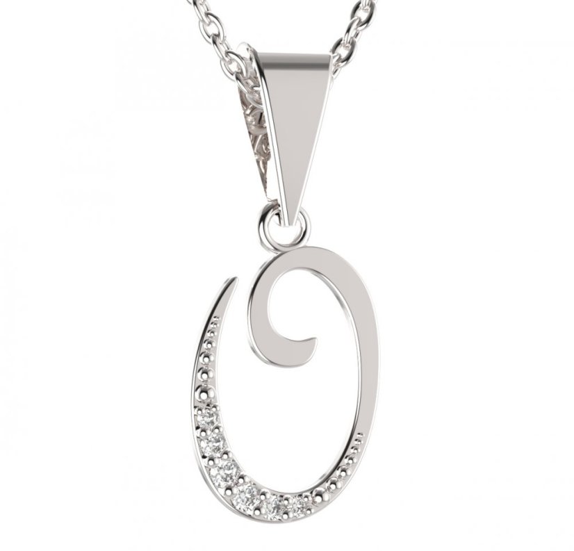 BG zlatý přívěsek písmenko O - 1224 Bílé zlato - 585 Diamant