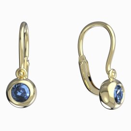 BeKid dětské náušnice 102 Žluté zlato - 585 Světle modrý kubický zirkon