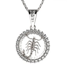 BG zlatý diamantový přívěšek Štír 045 Bílé zlato - 585 Diamant lab-grown