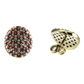 BG náušnice vsazený granát hvězdicový brus  911 Žluté zlato - 585 Granát