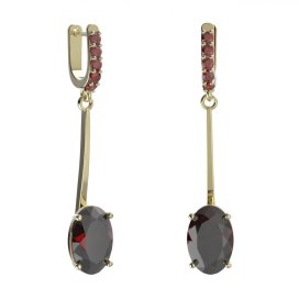 BG náušnice s centrálním oválným kamenem 480-A93 Stříbro 925 - pozlacené Granát