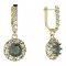 BG circular earring 472-94 - Metal: Yellow gold 585, Stone: Moldavit and garnet