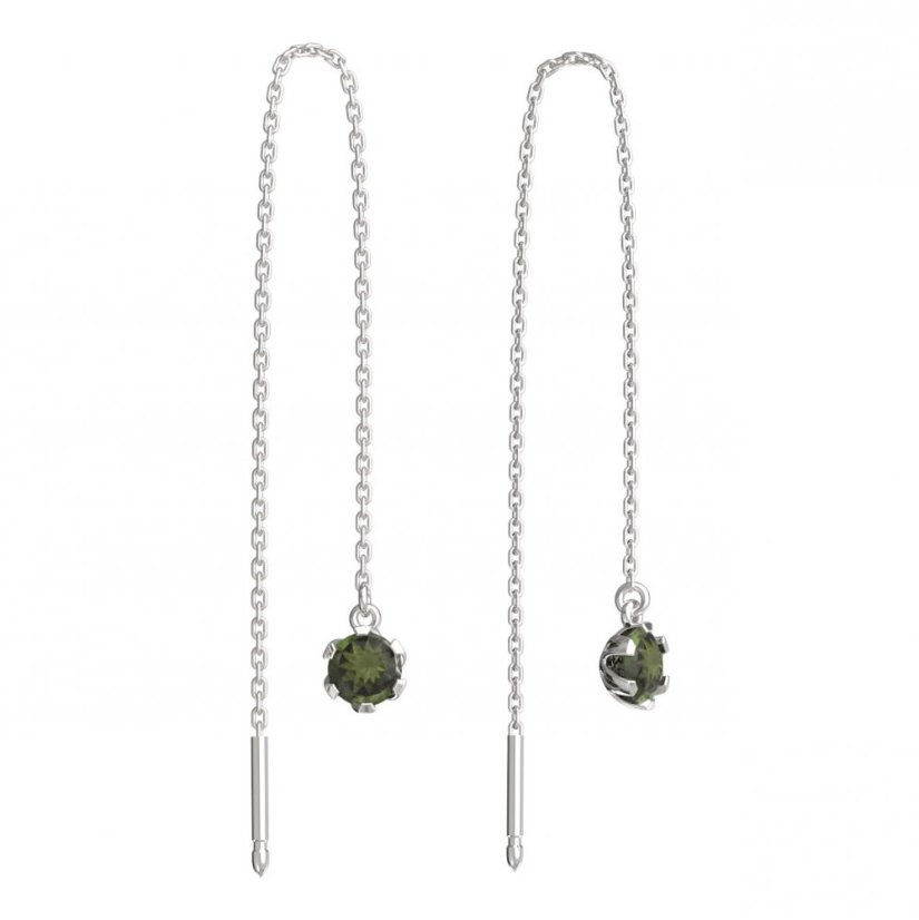 BG vltavínové náušnice 870 Bílé zlato - 585 Vltavín