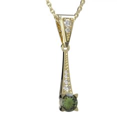 BG přívěs vsazen vltavín  985 Žluté zlato - 585 Vltavín a diamant