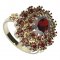 BG prsten 280-X oválného tvaru - Kov: Stříbro 925 - rhodium, Kámen: Vltavín a granát