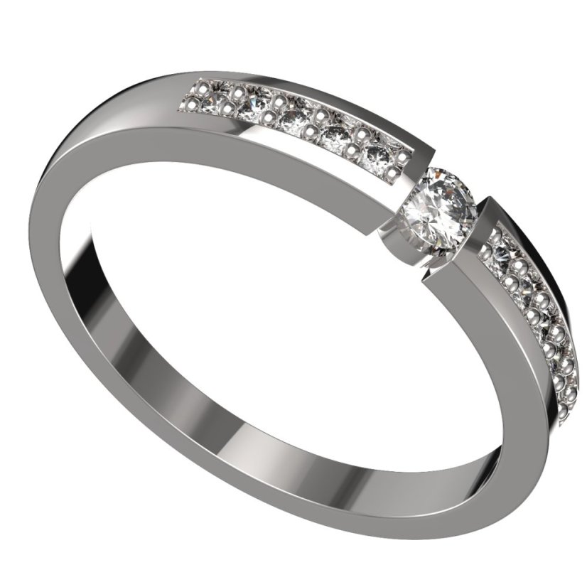 BG zlatý diamantový prstýnek 1454 /zásnubní-snubní/ Bílé zlato - 585 Diamant lab-grown