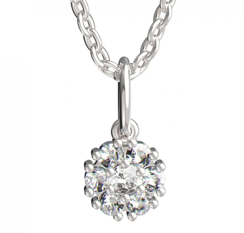 BeKid dětský přívěšek kytička 774 Bílé zlato - 585 Diamant