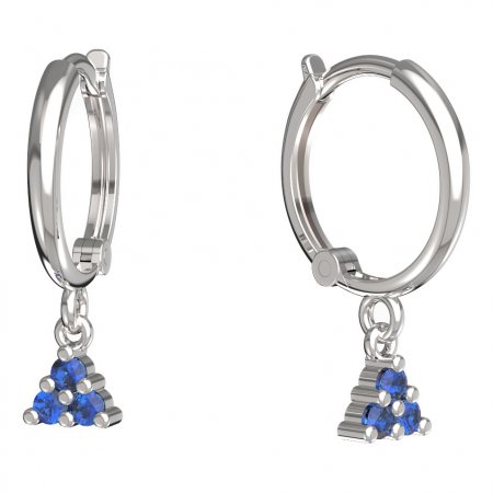 BeKid, Gold kids earrings -773 - Switching on: Circles 12 mm, Metal: White gold 585, Stone: Dark blue cubic zircon