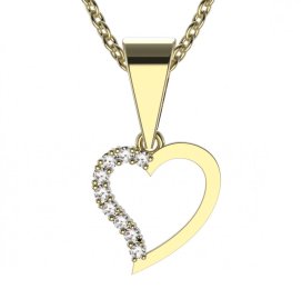 BG zlatý diamantový přívěšek srdíčko 1252 Žluté zlato - 585 Diamant lab-grown