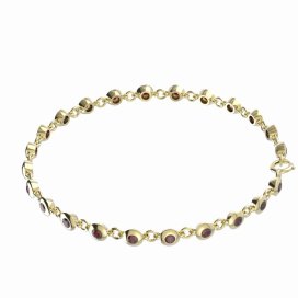 BG náramek vsazeny kameny:český granát  732 Stříbro 925 - pozlacené Granát