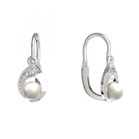 BeKid dětské náušnice 1242 s bílou perlou Bílé zlato - 585 Bílý kubický zirkon