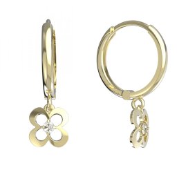 BG zlaté náušnice čtyřlístek 829 Žluté zlato - 585 Diamant