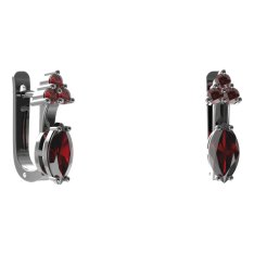 BG náušnice s centrálním oválným kamenem 483-87 Stříbro 925 - ruthenium (30-90dní) Granát