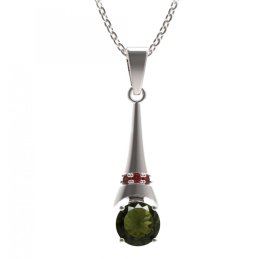 BG přívěs kruhového tvaru 473-C Stříbro 925 - rhodium Vltavín a granát