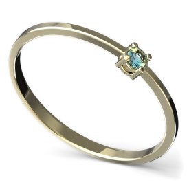 BG zlatý prstýnek 905 Žluté zlato - 585 Světle modrý kubický zirkon