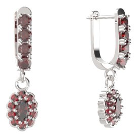 BG  náušnice 455-96 oválné Stříbro 925 - rhodium Granát