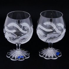 Set of two crystal handmade cutlery cups for cognac Šafránek 653