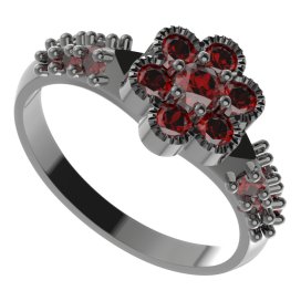 BG prsten 140-X kulatého tvaru Stříbro 925 - ruthenium (30-90dní) Granát