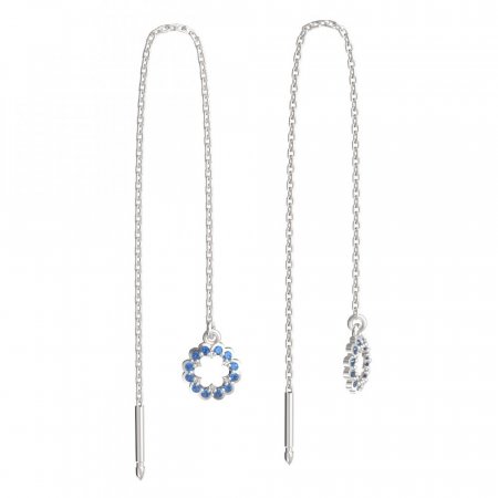 BeKid, Gold kids earrings -855 - Switching on: Chain 9 cm, Metal: White gold 585, Stone: Dark blue cubic zircon