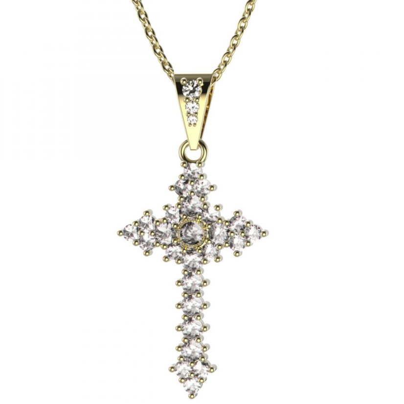 BG zlatý diamantový přívěšek křížek 264 Žluté zlato - 585 Diamant lab-grown
