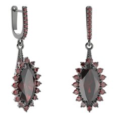 BG náušnice s centrálním oválným kamenem 513-G91 Stříbro 925 - ruthenium (30-90dní) Granát