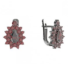 BG náušnice kapkovitého  tvaru 147-07 Stříbro 925 - ruthenium (30-90dní) Granát