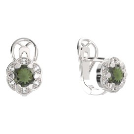BG náušnice kulaté -  994-R7 Stříbro 925 - rhodium Vltavín a  kubický zirkon