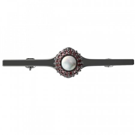 BG brooch 540I - Metal: Silver - gold plated 925, Stone: Garnet and pearl