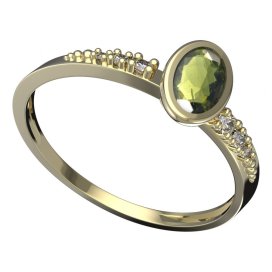 BG vltavínový prsten 559D Žluté zlato - 585 Vltavín a diamant