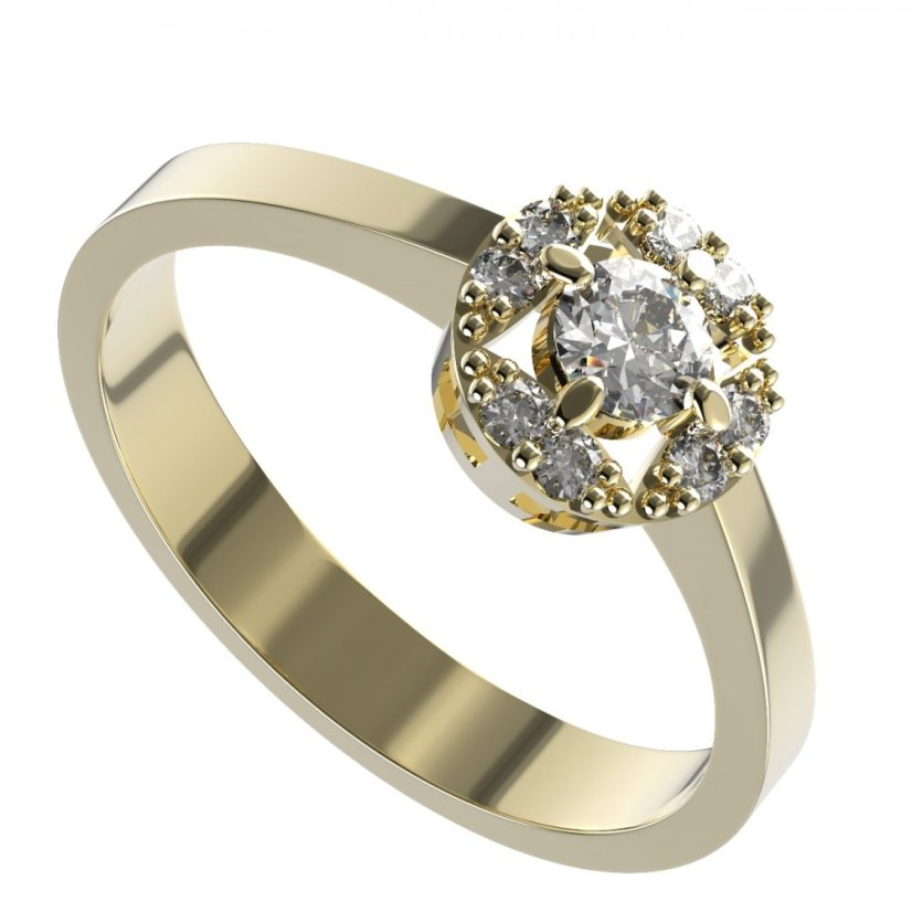 BG zlatý diamantový prstýnek 764 Žluté zlato - 585 Diamant lab-grown