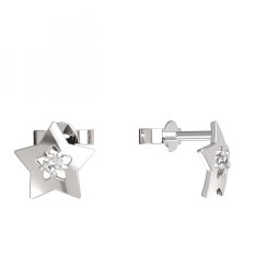 BG zlaté náušnice hvězdička 824 Bílé zlato - 585 Diamant
