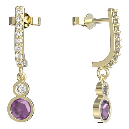 BeKid, Gold kids earrings -864 - Switching on: Pendant hanger, Metal: Yellow gold 585, Stone: Pink cubic zircon