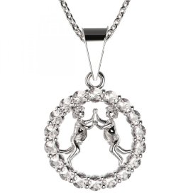BeKid dětský zlatý přívěsek 044 blíženci Bílé zlato - 585 Diamant