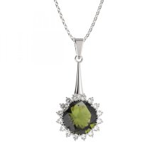 BG přívěs ktlhováho tvatl 512-C Stříbro 925 - rhodium Vltavín a  kubický zirkon