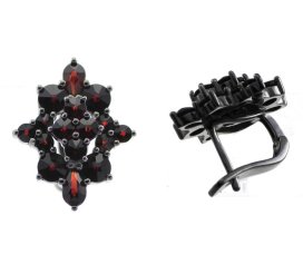 BG náušnice vsazený granát hvězdicový brus 731 Žluté zlato - 585 Granát