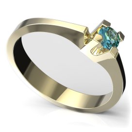 BG zlatý prstýnek 783 Žluté zlato - 585 Světle modrý kubický zirkon