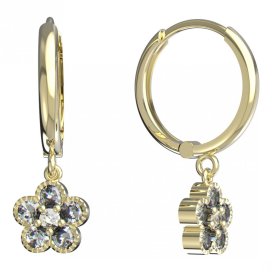BeKid dětské náušnice kytička 856 Žluté zlato - 585 Diamant