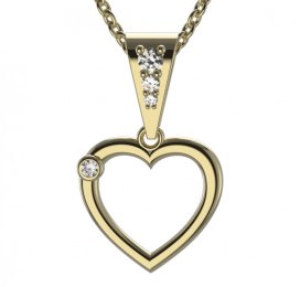 BG zlatý diamantový přívěšek srdíčko 1550 Žluté zlato - 585 Diamant lab-grown