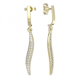 BG zlaté náušnice 716 Žluté zlato - 585 Bílý kubický zirkon