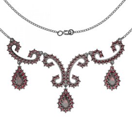 BG náhrdelník 128 Stříbro 925 - ruthenium (30-90dní) Granát