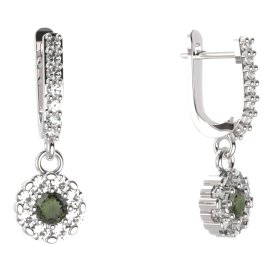 BG kulaté náušnice 088-84 Stříbro 925 - rhodium Vltavín a kubický zirkon