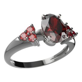 BG prsten s oválným kamenem 478-U Stříbro 925 - ruthenium (30-90dní) Granát