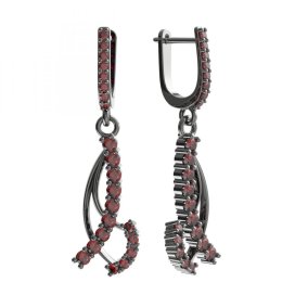 BG náušnice osázené kameny   501-91 Stříbro 925 - ruthenium (30-90dní) Granát